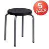 Flash Furniture Stackable Stool with Black Seat and Silver Powder Coated Frame 5-YK01B-GG